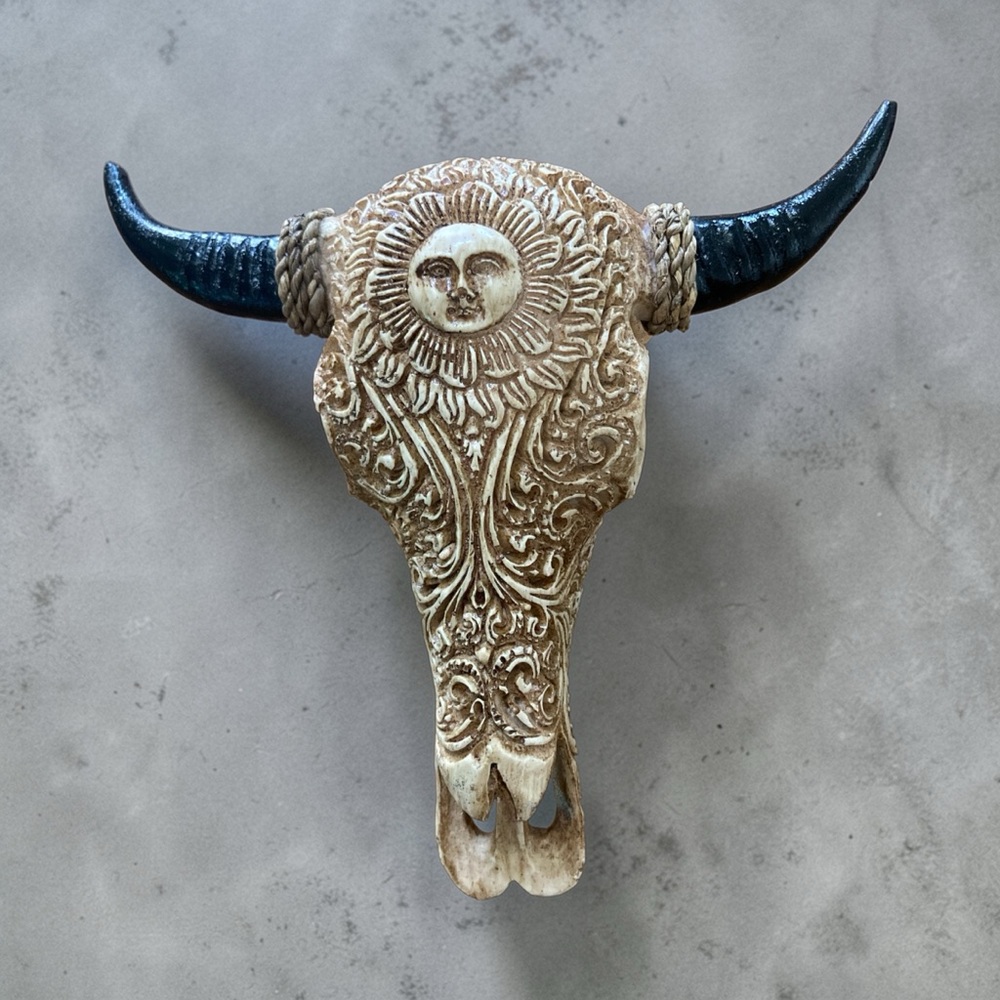 Small 6” resin cowskull